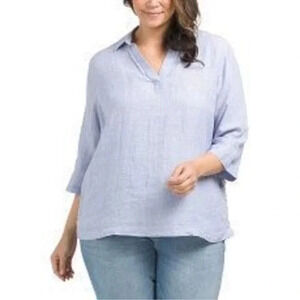 Tahari Blouse women's XL linen pullover Coastal minimalist mature Contemporary